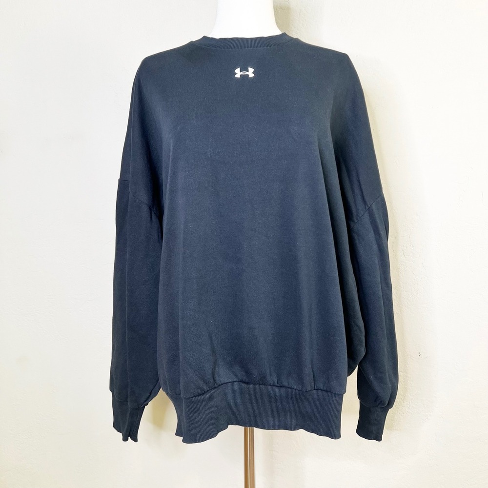 Under Armour Sweatshirt Essential Fleece Pullover Womens Size Large Black Crew